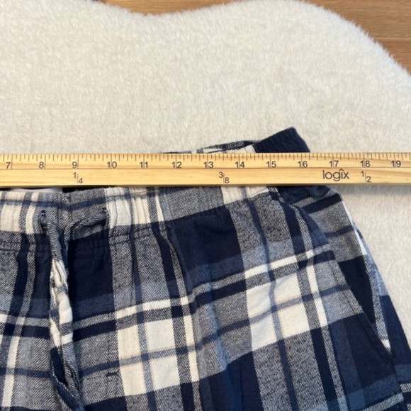 Old Navy Blue & White Plaid Fleece Pajama Pull On Drawstring Pants Size Large - Picture 9 of 10